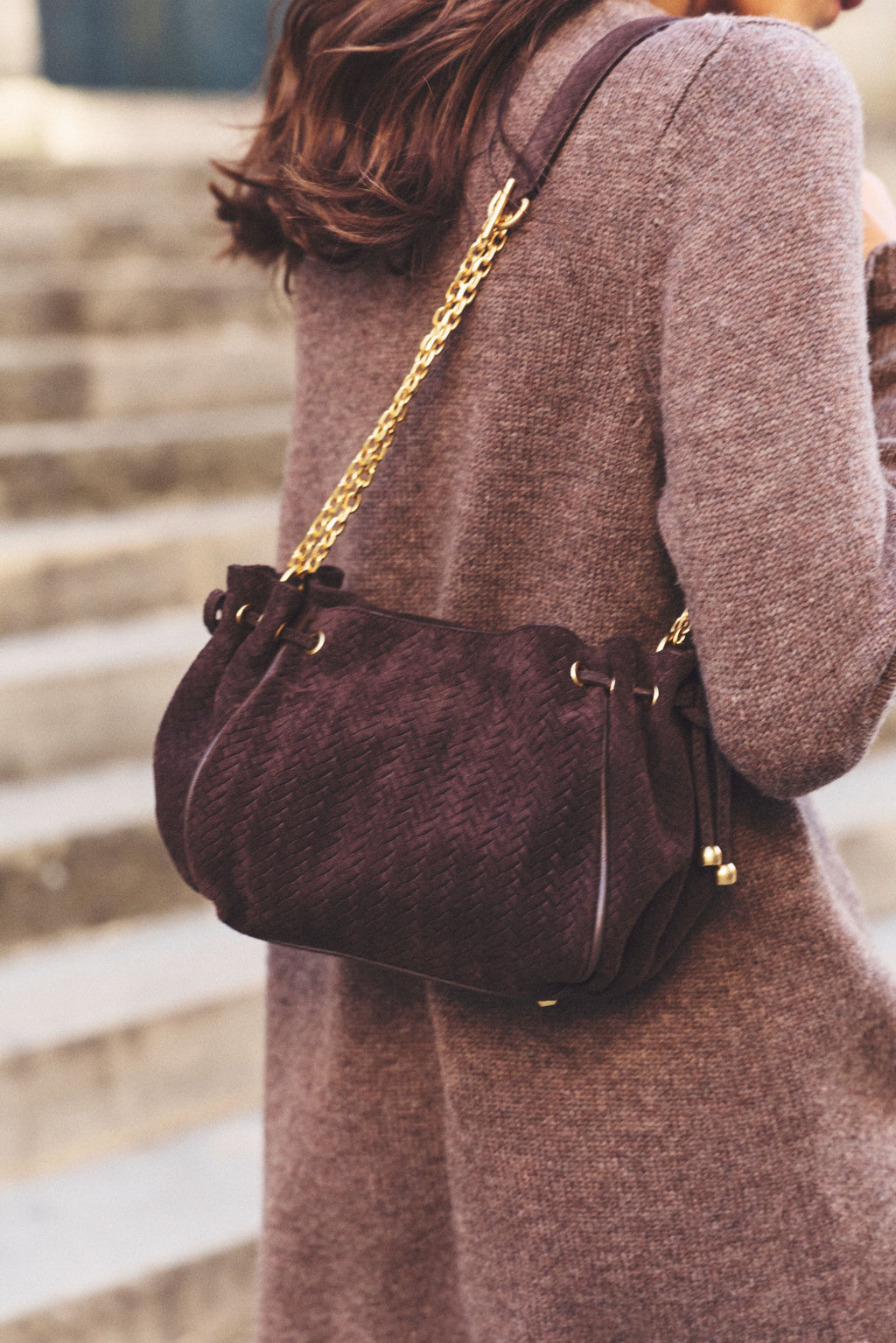 Sac en cuir velours effet tressé - LE MINI 24 - 1