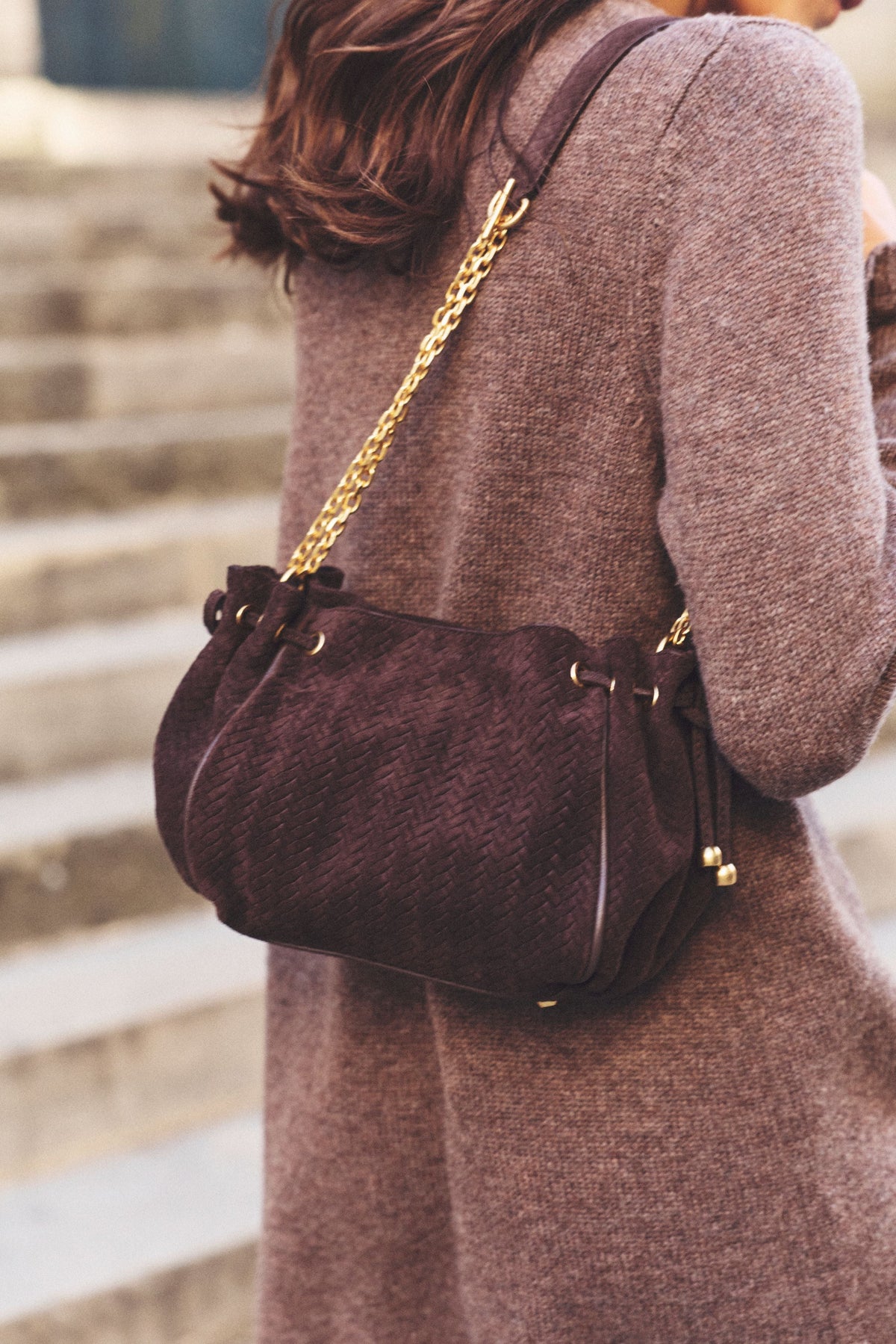 Sac en cuir velours effet tressé - LE MINI 24 - 1