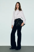 Pantalon flare en velours à monogramme - ANNA - 1