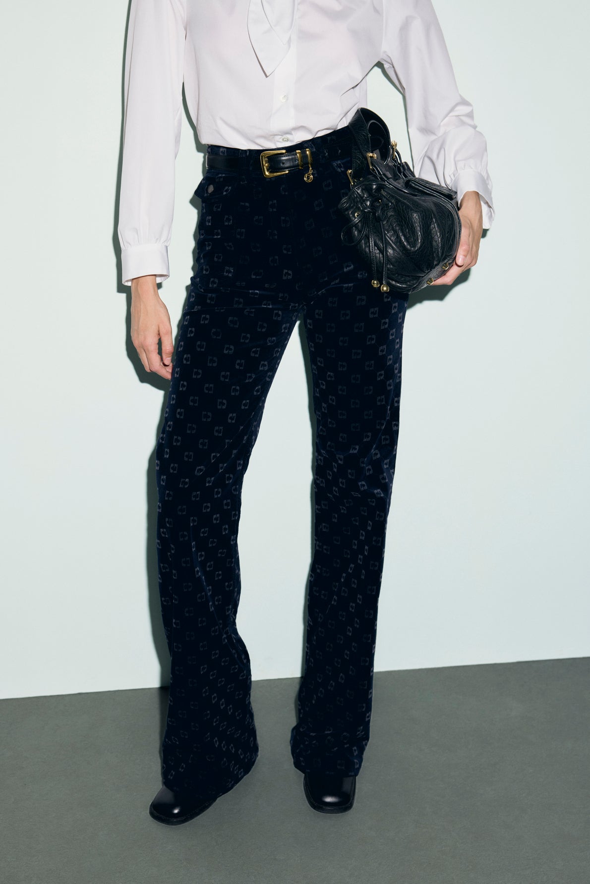 Pantalon flare en velours à monogramme - ANNA - 2