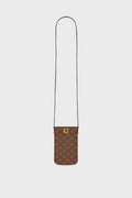 Porte téléphone en toile enduite monogrammée et cuir- LADYPHONE - 1