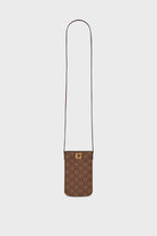 Porte téléphone en toile enduite monogrammée et cuir- LADYPHONE - 1