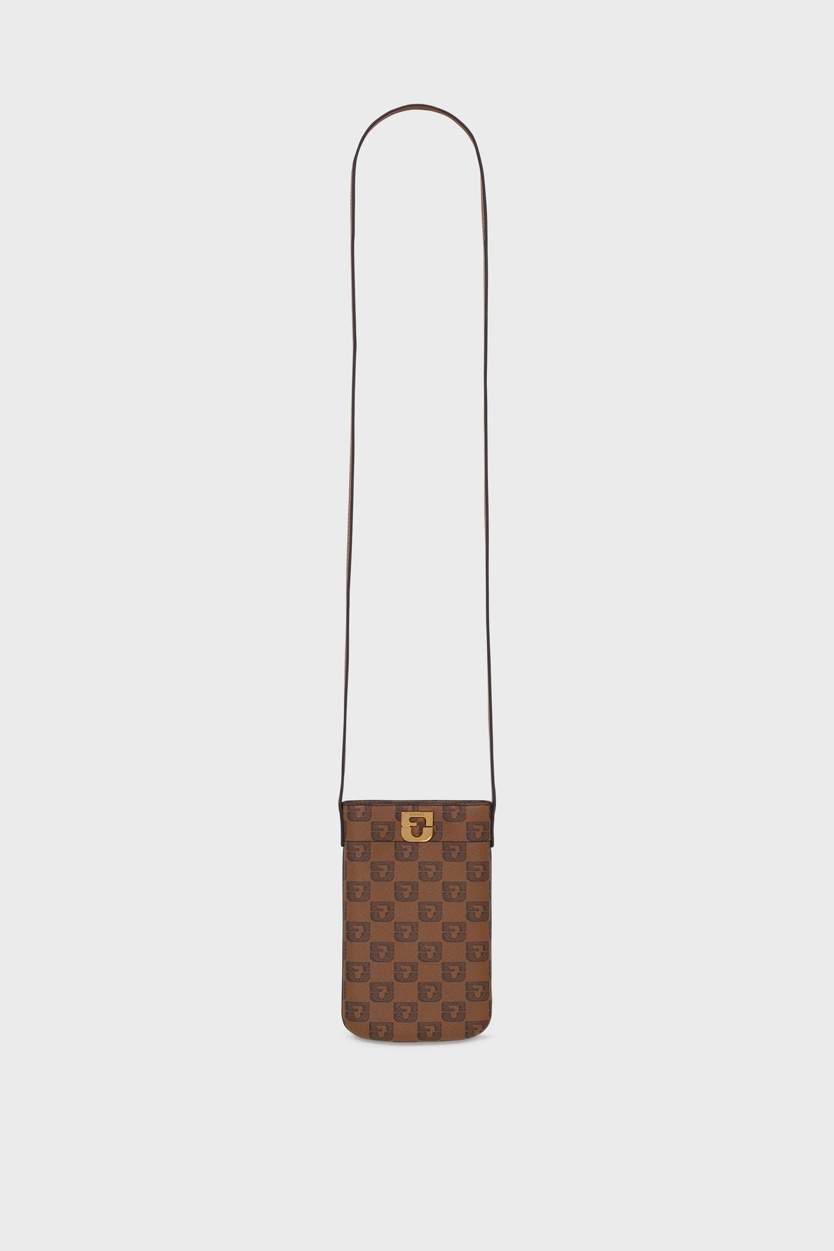 Porte téléphone en toile enduite monogrammée et cuir- LADYPHONE - 1