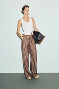 Pantalon satiné à monogramme - CLERY - 1
