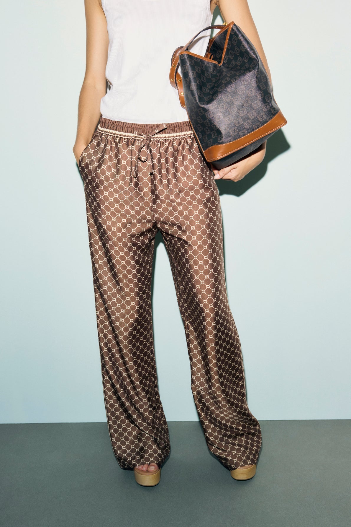 Pantalon satiné à monogramme - CLERY - 2