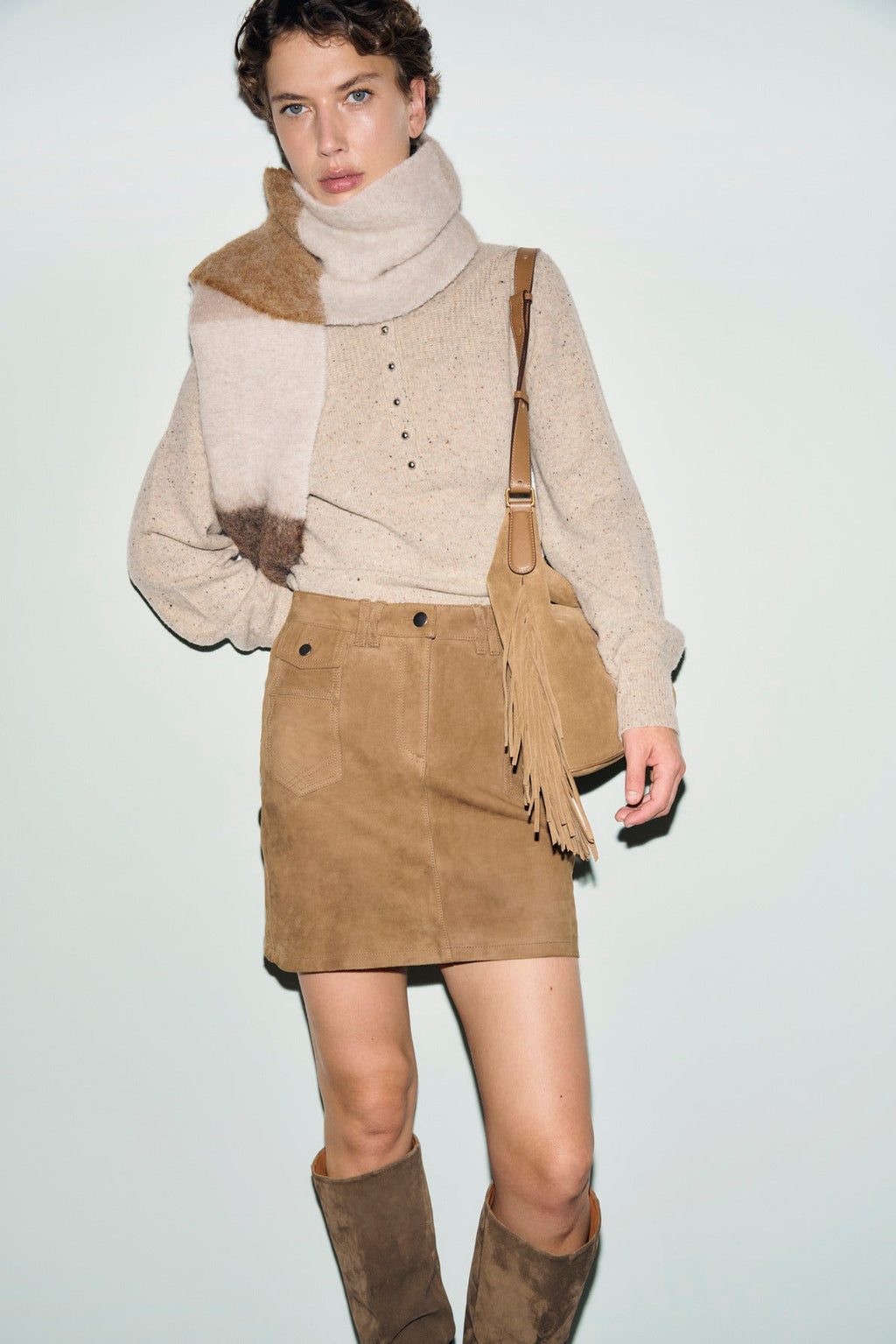 Jupe courte en cuir velours - JEMIMA - 2