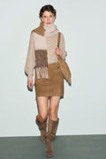 Jupe courte en cuir velours - JEMIMA - 1