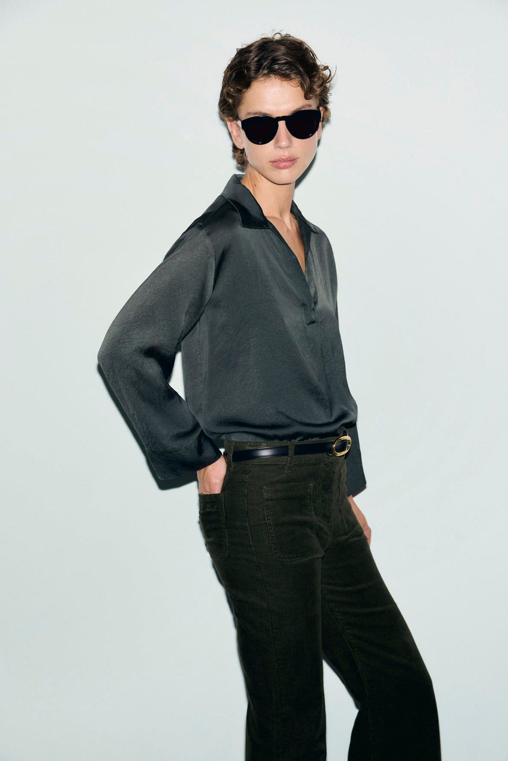 Blouse satinée à col chemise - LOREA - 1