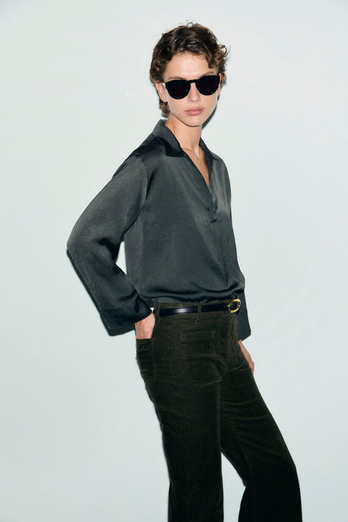 Blouse satinée à col chemise - LOREA - 1