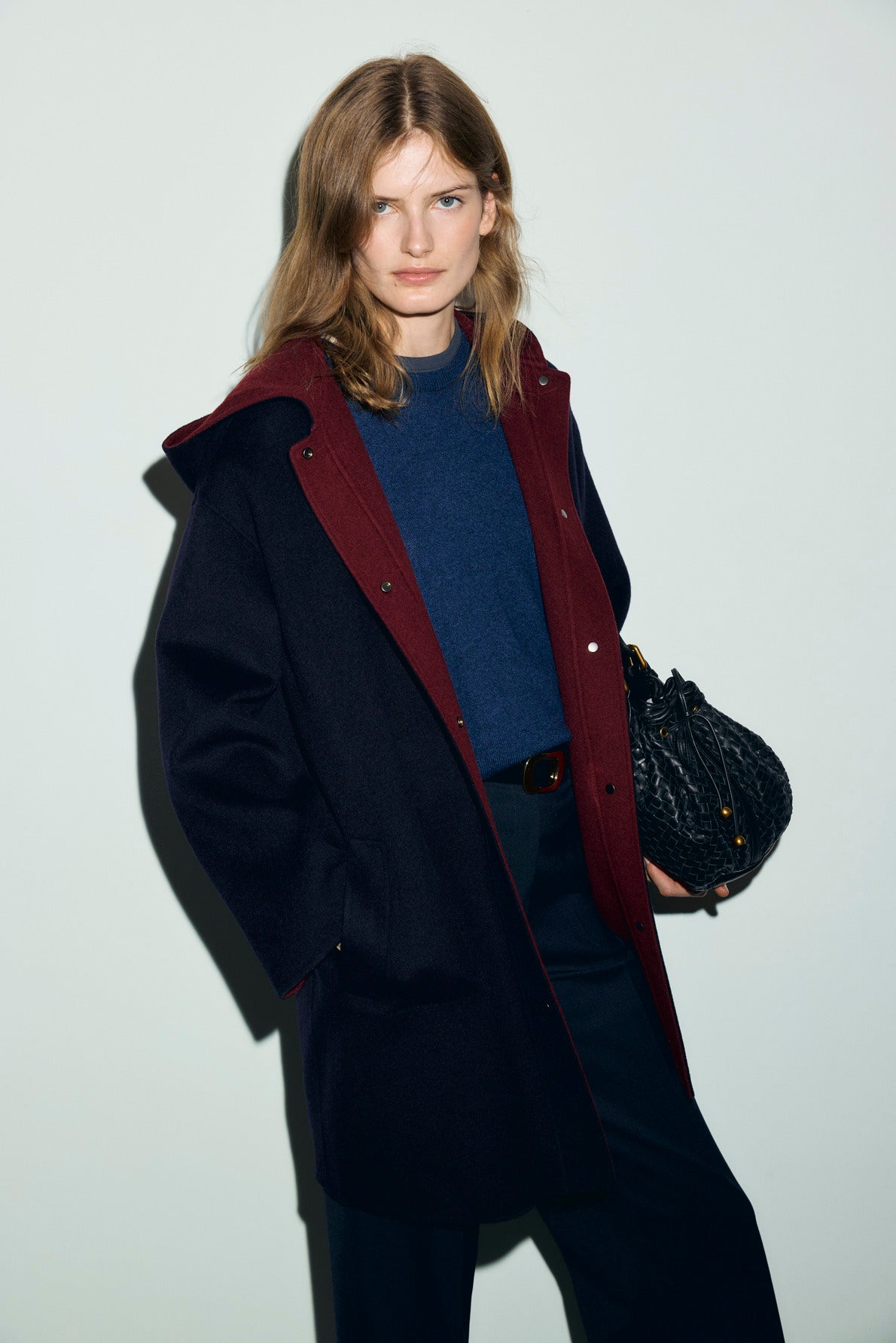 Manteau en laine réversible à capuche - ALEY - 1