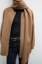 Manteau zippé en laine double face - AMIA - 1