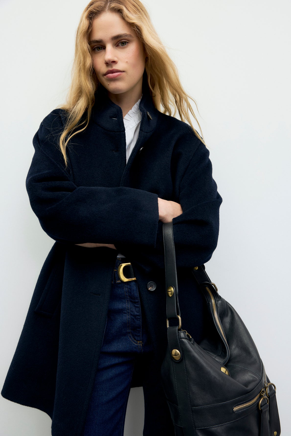 Manteau droit en laine et angora - AGNA - 1