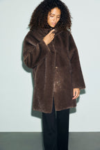 Manteau mi-long en fausse fourrure à capuche - AMY - 2