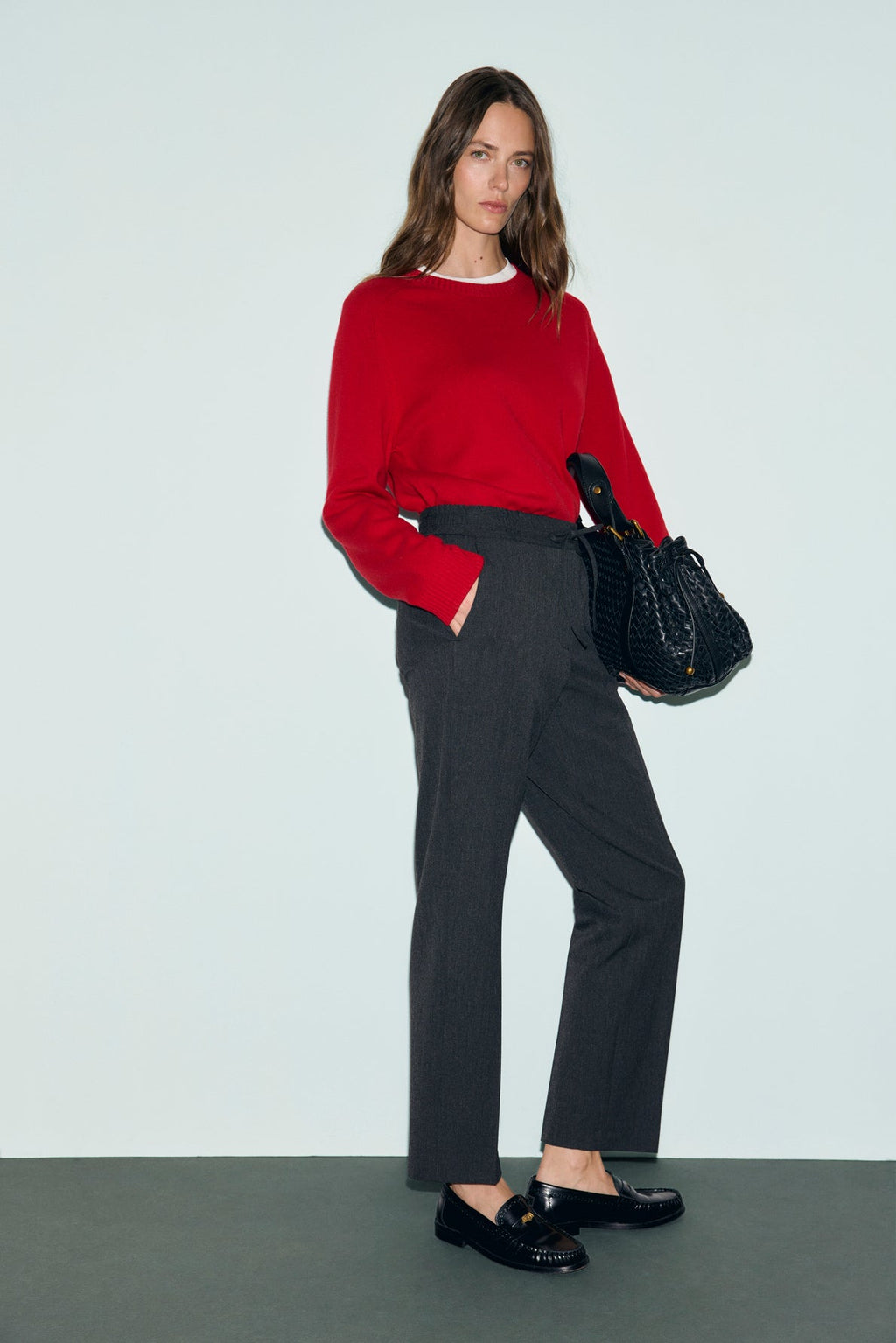 Pantalon droit à dos élastiqué et lien - MYRA - 1