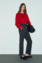 Pantalon droit à dos élastiqué et lien - MYRA - 1