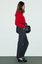 Pantalon droit à dos élastiqué et lien - MYRA - 2