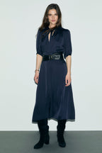 Robe midi cintrée en satin - CHANI - 1