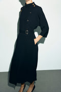 Robe midi à col montant et boutons dorés - CAPU - 1