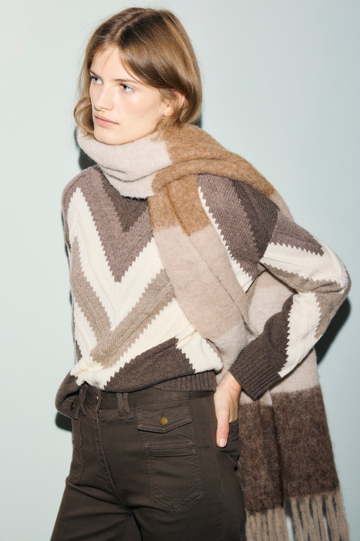 Pull en laine à chevrons - RECA - 2
