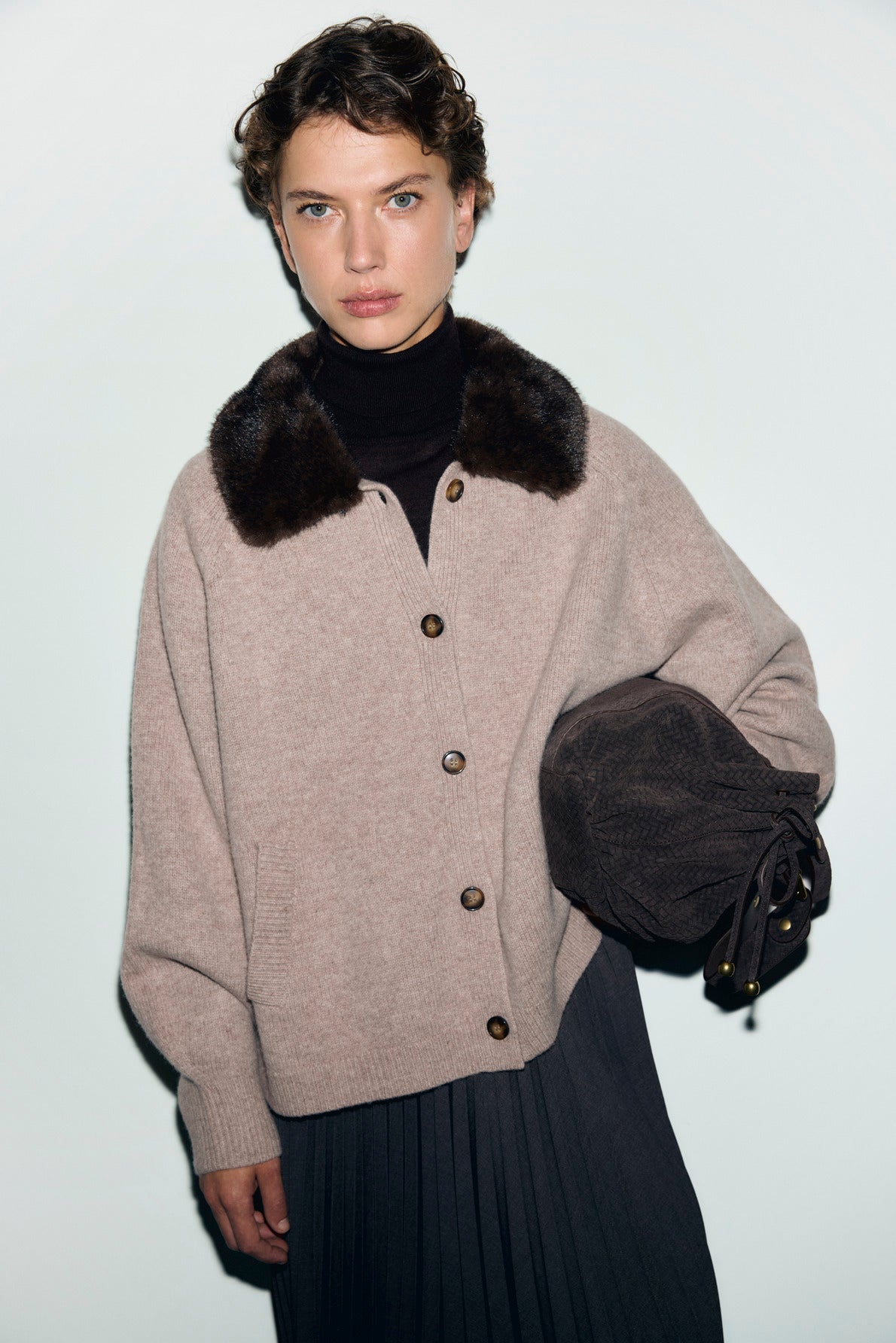 Gilet en cachemire et col en fausse fourrure - ROSALBA - 1