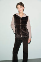 Gilet zippé en cachemire et fausse fourrure - ROSELYNE - 2
