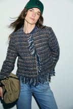 Veste à franges en tweed et lurex - JOYA - 2