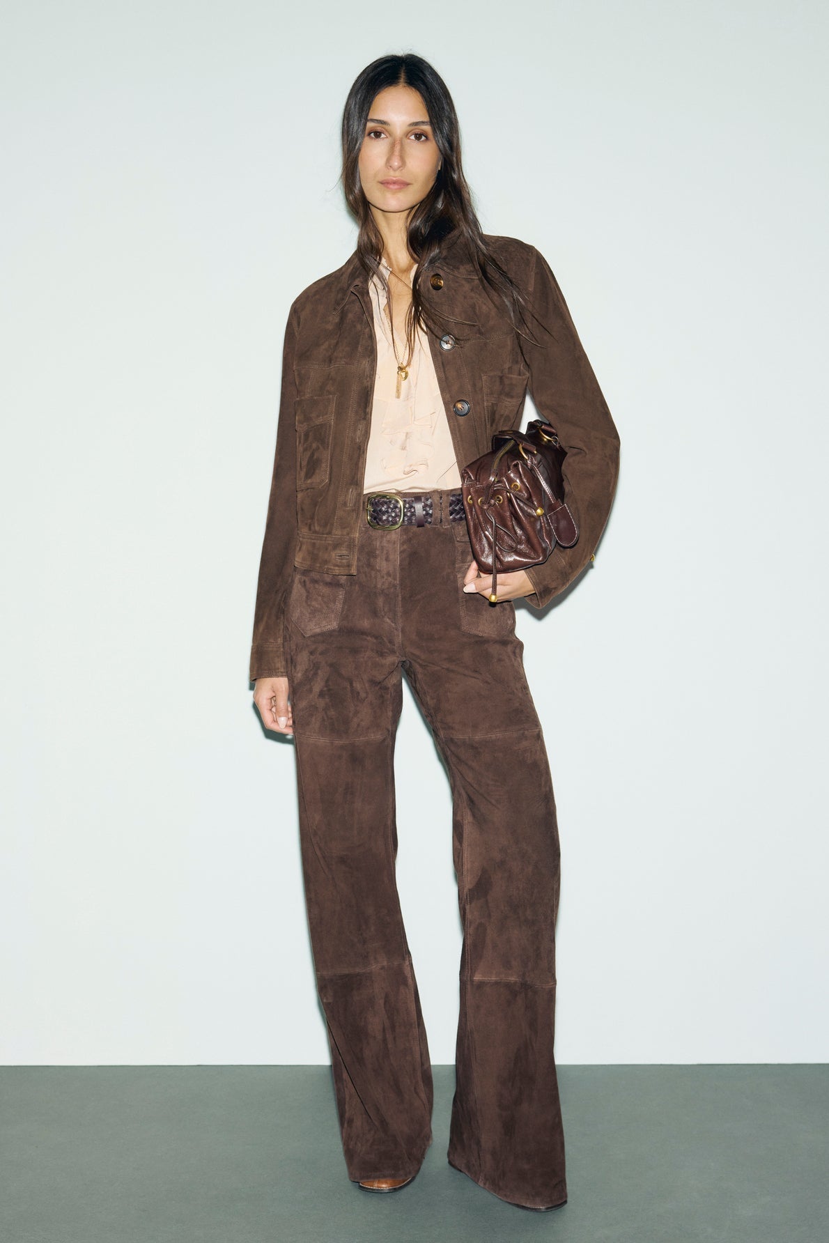 Veste courte en cuir velours - PHOEBE - 1