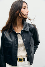 Veste courte en cuir vieilli - PETRA - 2