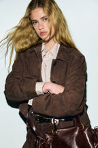 Veste courte en cuir velours - POLA - 1
